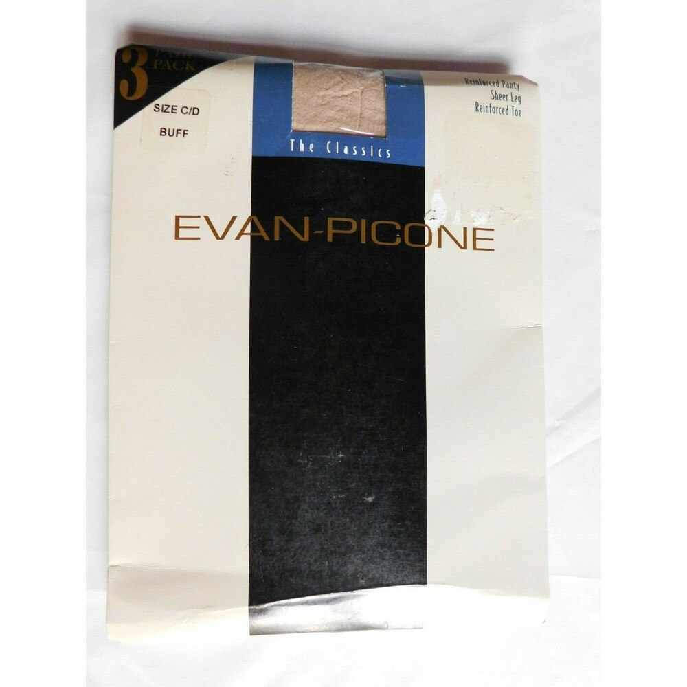 Vintage NIP Evan-Picone 3 Pairs Control Top Pantyhose Size C/D Color Buff